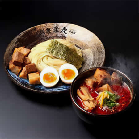 DX煉獄旨辛極み濃厚豚骨魚介つけ麺 (ゴロゴロチャーシュー、味玉付き)｜習志野で丼や麺のテイクアウト・デリバリーならドンちゃん食堂